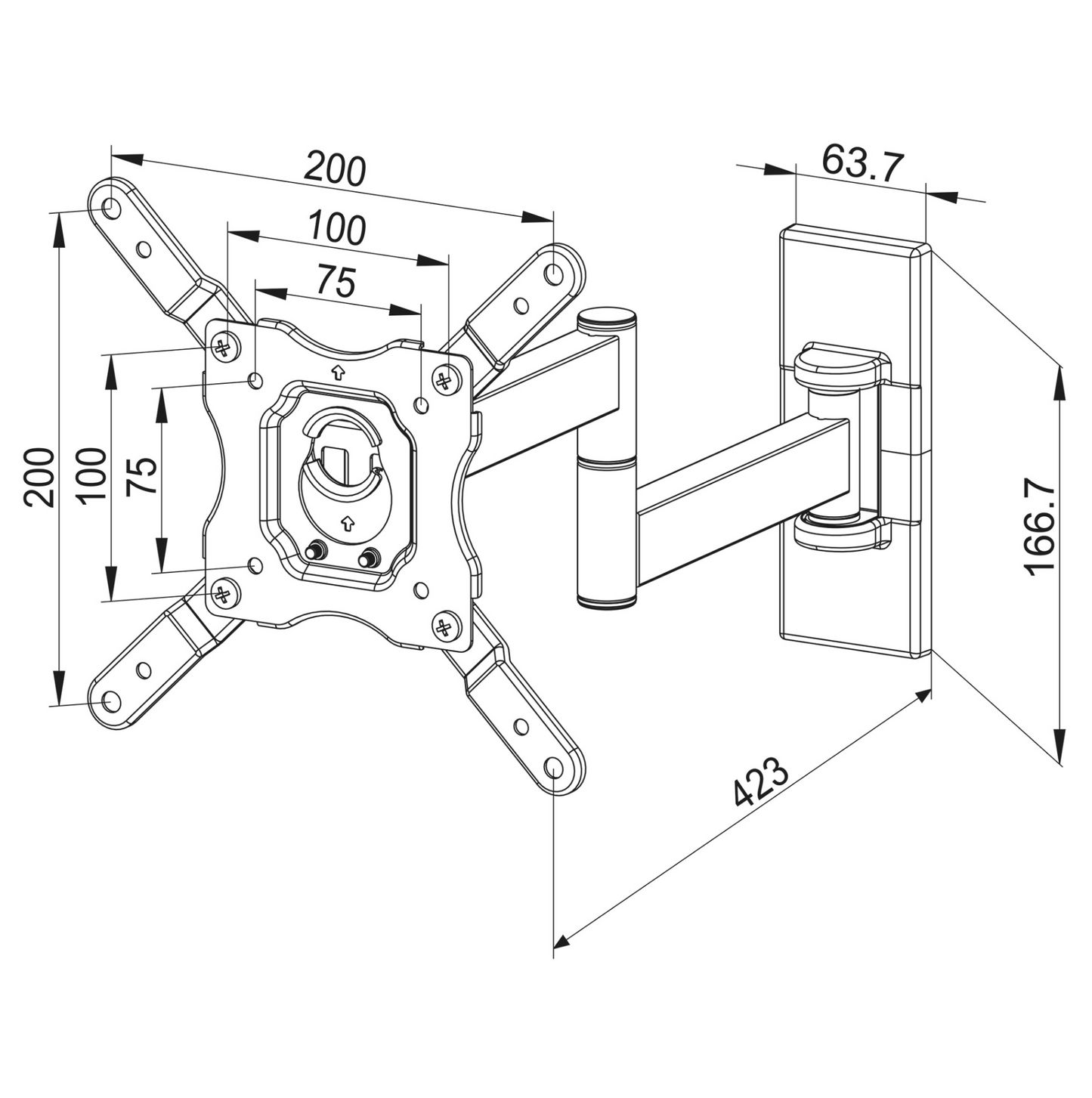 FULL MOTION ARM 10-43''(20Kg) TTD101DAEX
