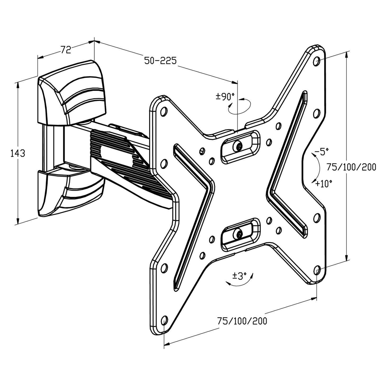 Full motion TV bracket TTD202SA